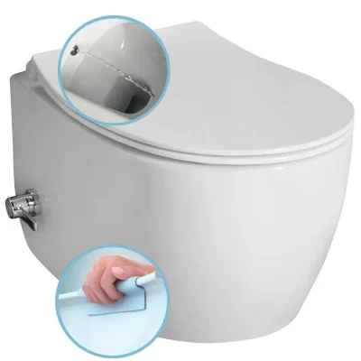 Sapho Isvea - piekaramais WC SENTIMENTI ar vārstu un bidē funkciju, Rimless, balts 10ARS1010