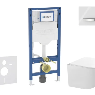 Geberit Duofix - komplekts priekšsienas elements, kompaktais WC-Gaia ar SoftClose sēdekli un Sigma50 vadības plati, hroms/Alpine white SANI11CA3148B
