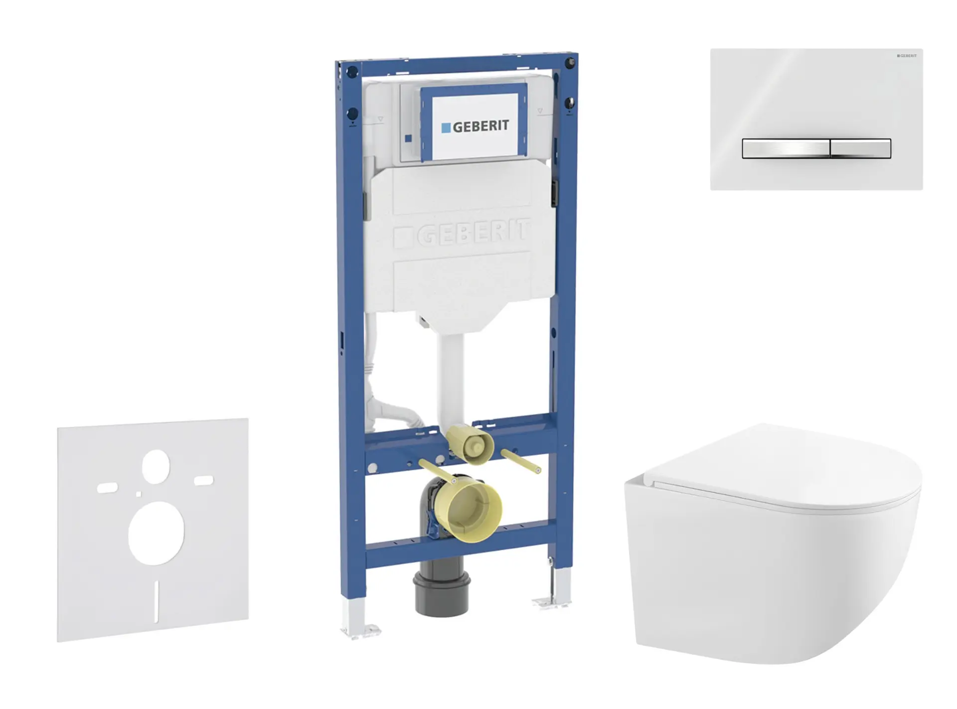 Geberit Duofix - komplekts priekšsienas elements, kompaktais WC-Gaia ar SoftClose sēdekli un Sigma50 vadības plati, hroms/Alpine white SANI11CA3148B