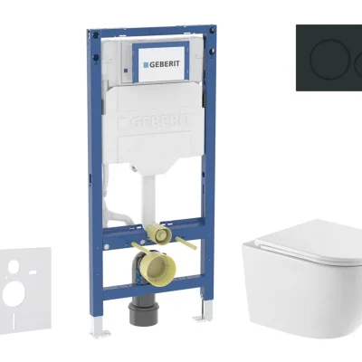 Geberit Duofix - komplekts ar priekšsienas elementu, WC Oudee ar Softclose sēdekli un Sigma20 vadības plati, matēti melns/melns SANI11CA5169
