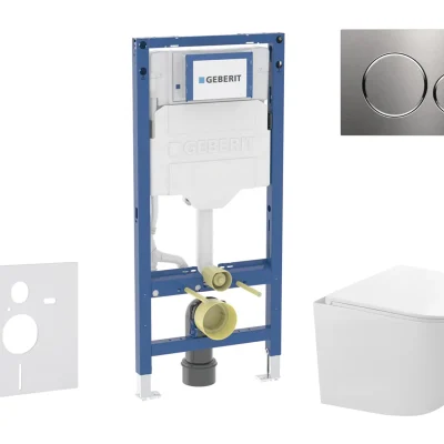 Geberit Duofix - komplekts priekšsienas elements, kompaktais WC Gaia ar Softclose sēdekli un Sigma20 vadības plati, nerūsējošais tērauds SANI11CA6104B