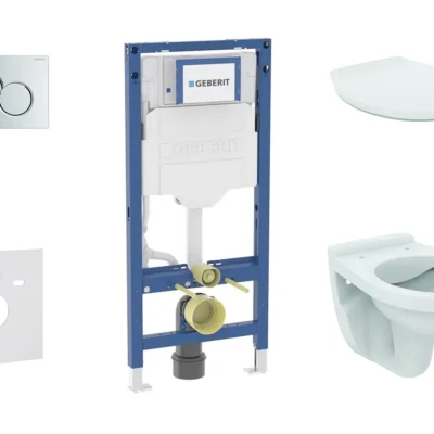 Geberit Duofix - komplekts priekšsienas elements, Alpha-WC ar sēdekli un Sigma01 vadības plati, spīdīgs hroms SANI11CD1125