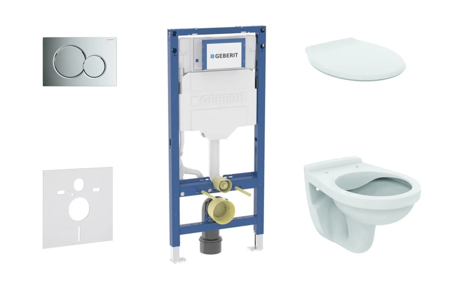 Geberit Duofix - komplekts priekšsienas elements, Alpha-WC ar sēdekli un Sigma01 vadības plati, spīdīgs hroms SANI11CD1125