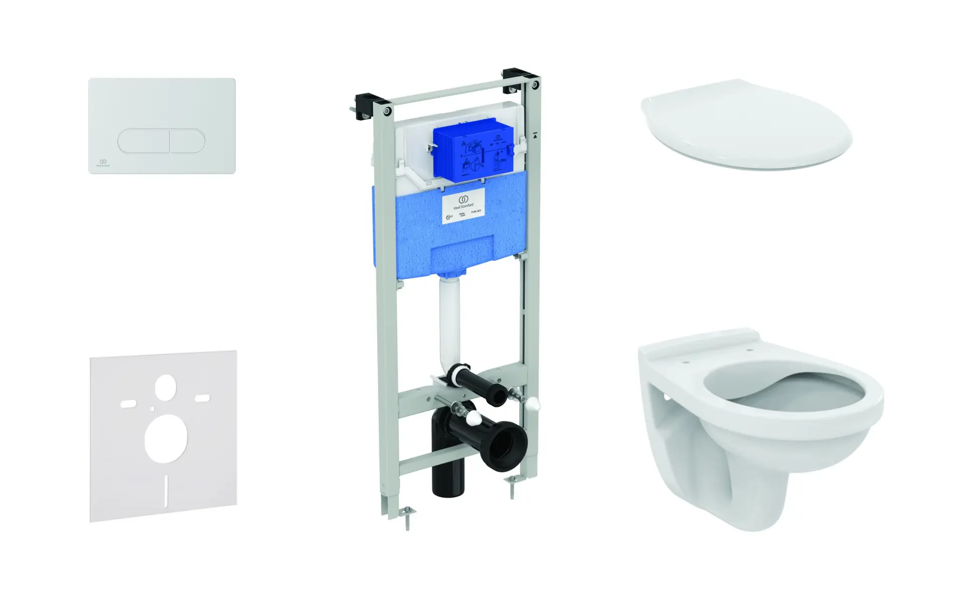 Ideal Standard ProSys - komplekts - zemapmetuma elements, tualete un WC sēdeklis Alpha, vadības plate Oleas M1, hroms matēts ProSys120M SP35