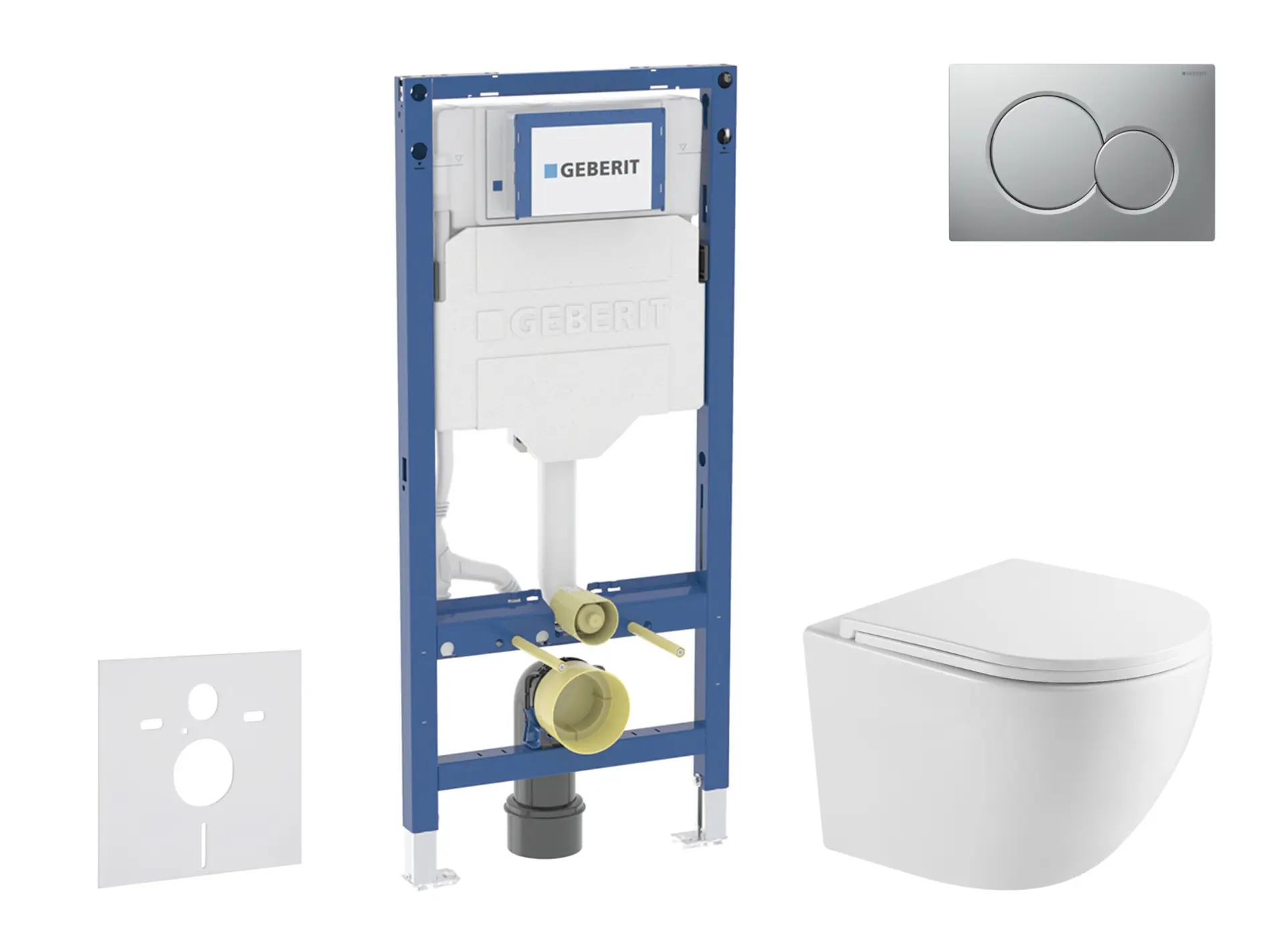 Geberit Duofix - komplekts ar priekšsienas elementu, WC Oudee ar SoftClose sēdekli un Sigma01 vadības plati, hroms matēts lakots SANI11CA2104