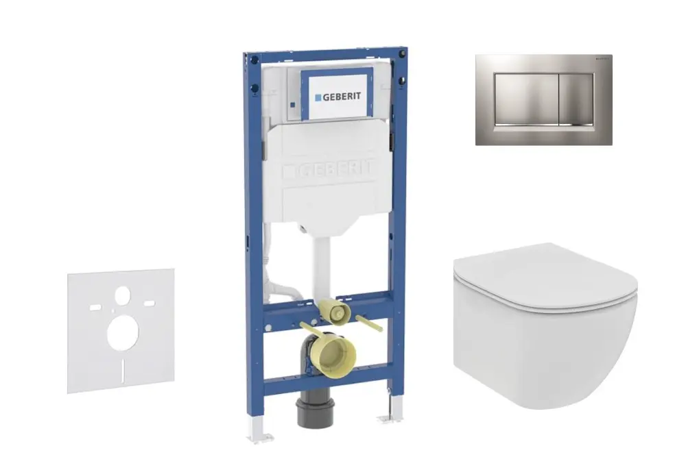 Geberit Duofix - komplekts priekšsienas elementam, Tesi-WC ar Softclose sēdekli un Sigma20 vadības plati, hroms matēts/hroms SANI11CD2114