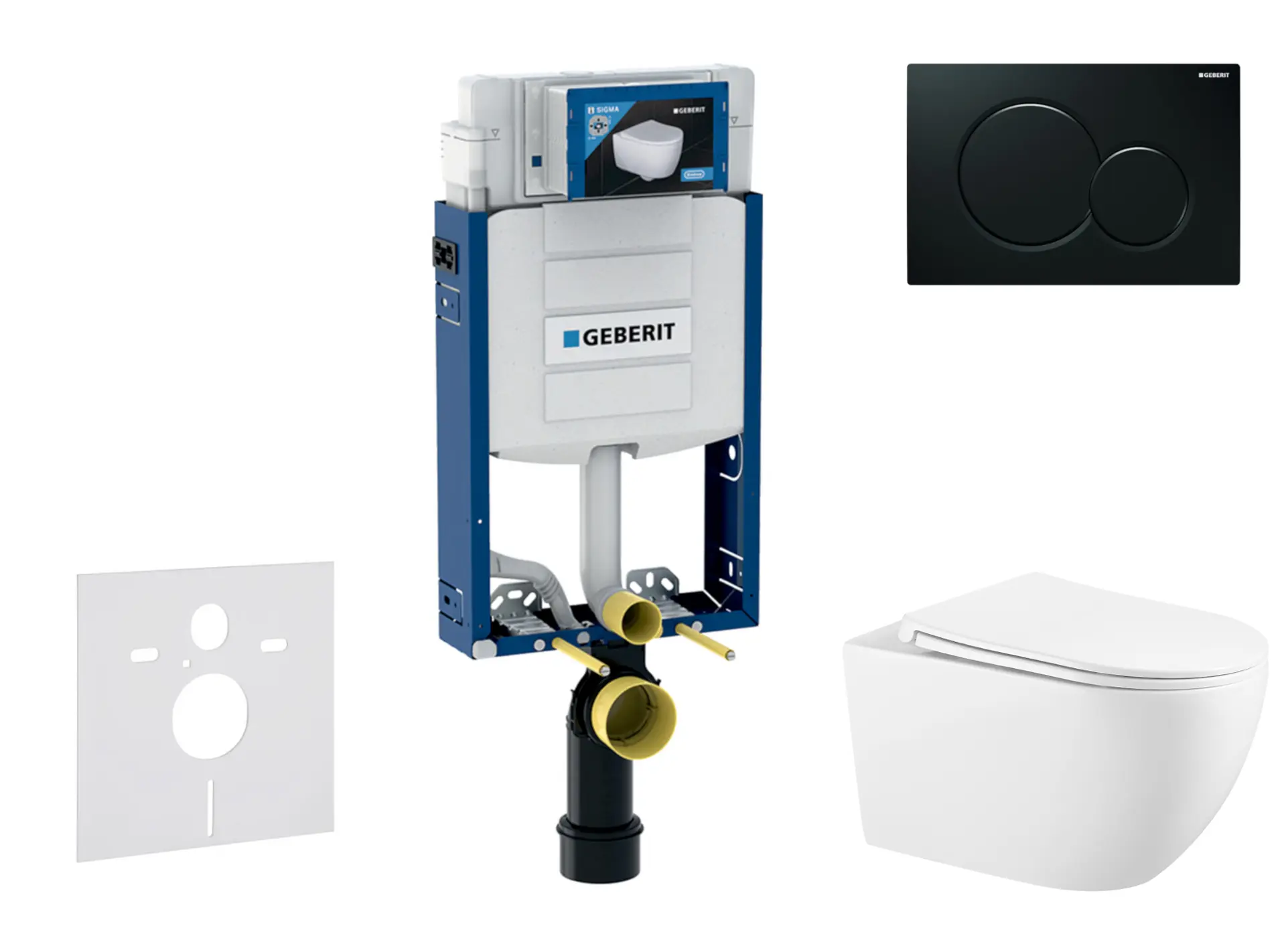 Geberit Kombifix - komplekts priekšsienas elements, WC Gaia ar SoftClose sēdekli un Sigma01 vadības plati, melns SANI15CA5117