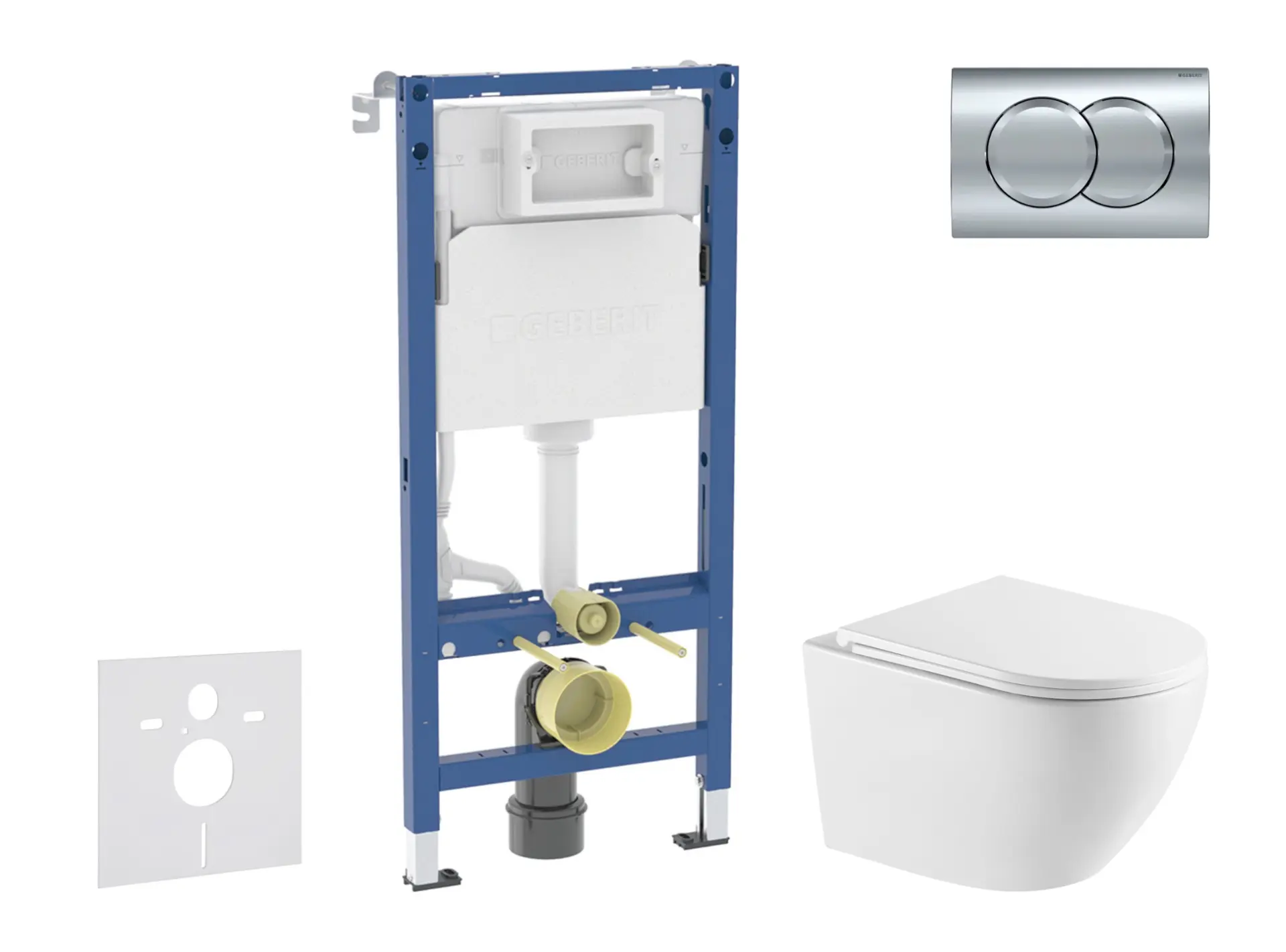 Geberit Duofix - komplekts ar priekšsienas elementu, WC Oudee ar Softclose sēdekli un Delta01 vadības plāksni, spīdīgs hroms SANI11CA1166