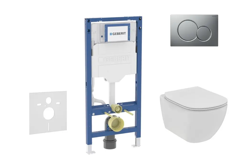 Geberit Duofix - komplekts priekšsienas elementam, Tesi-WC ar Softclose sēdekli un Sigma01 vadības plati, hroms matēts SANI11CD2110