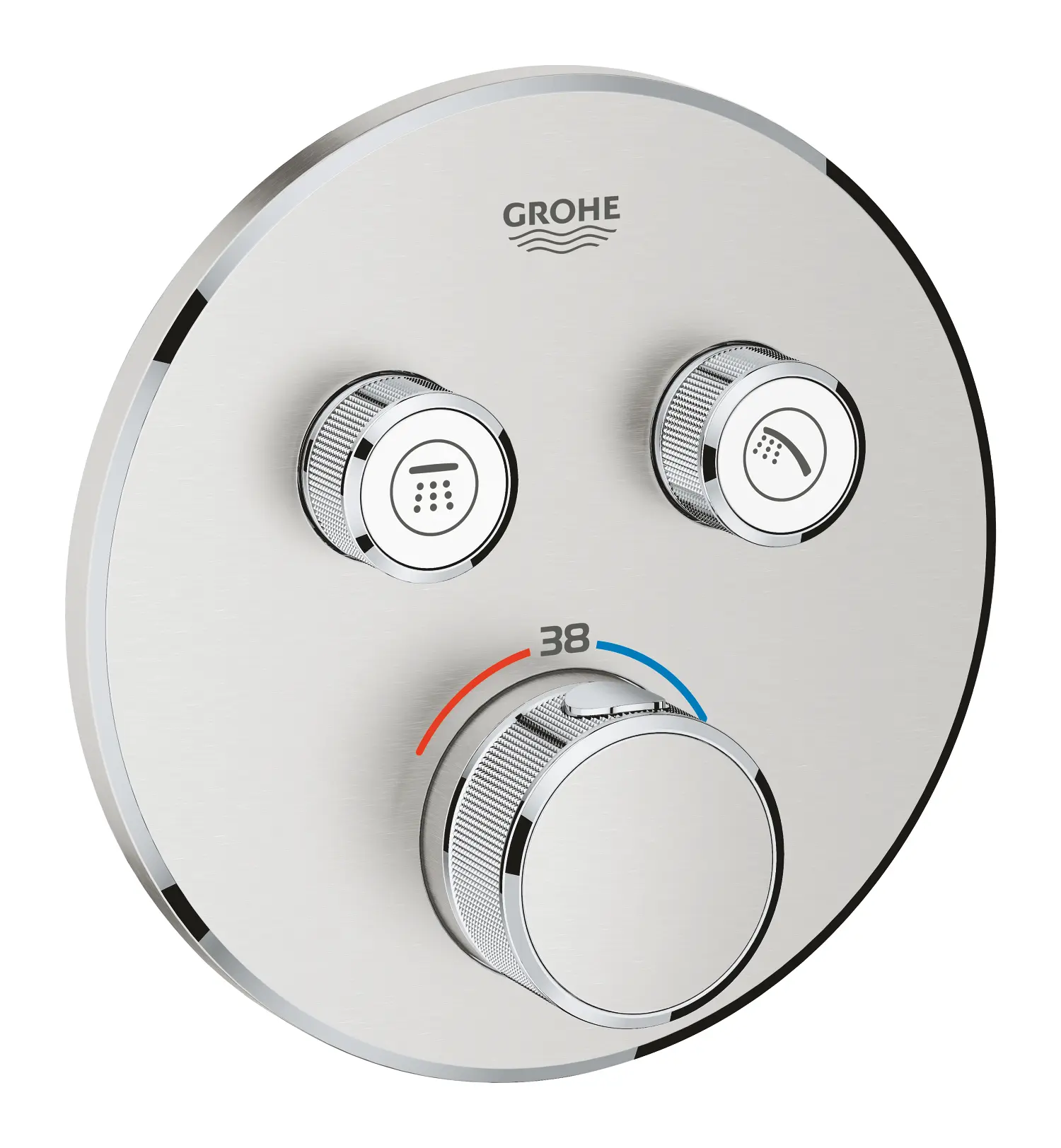 Grohe Grohtherm SmartControl - termostata dušas maisītājs - zemapmetuma ar 2 noslēgvārstiem, SuperSteel 29119DC0