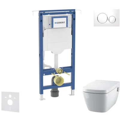 Geberit Duofix - komplekts ar priekšsienas elementu, Tece One WC un sēdekli, Sigma20 pogām, Rimless, SoftClose, balts/hroms spīdīgs SANI11CT3102