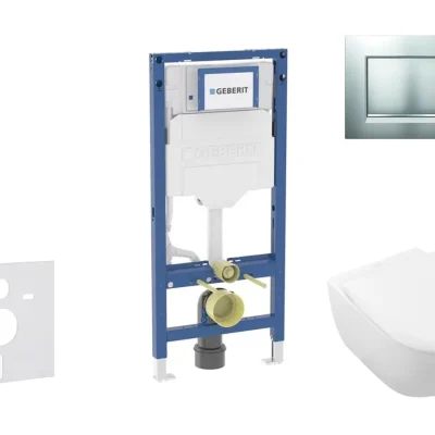 Geberit Duofix - komplekts ar priekšsienas elementu, Subway 2.0 WC ar Softclose sēdekli un Sigma20 vadības plati, matēts hroms/hroms SANI11CK2114