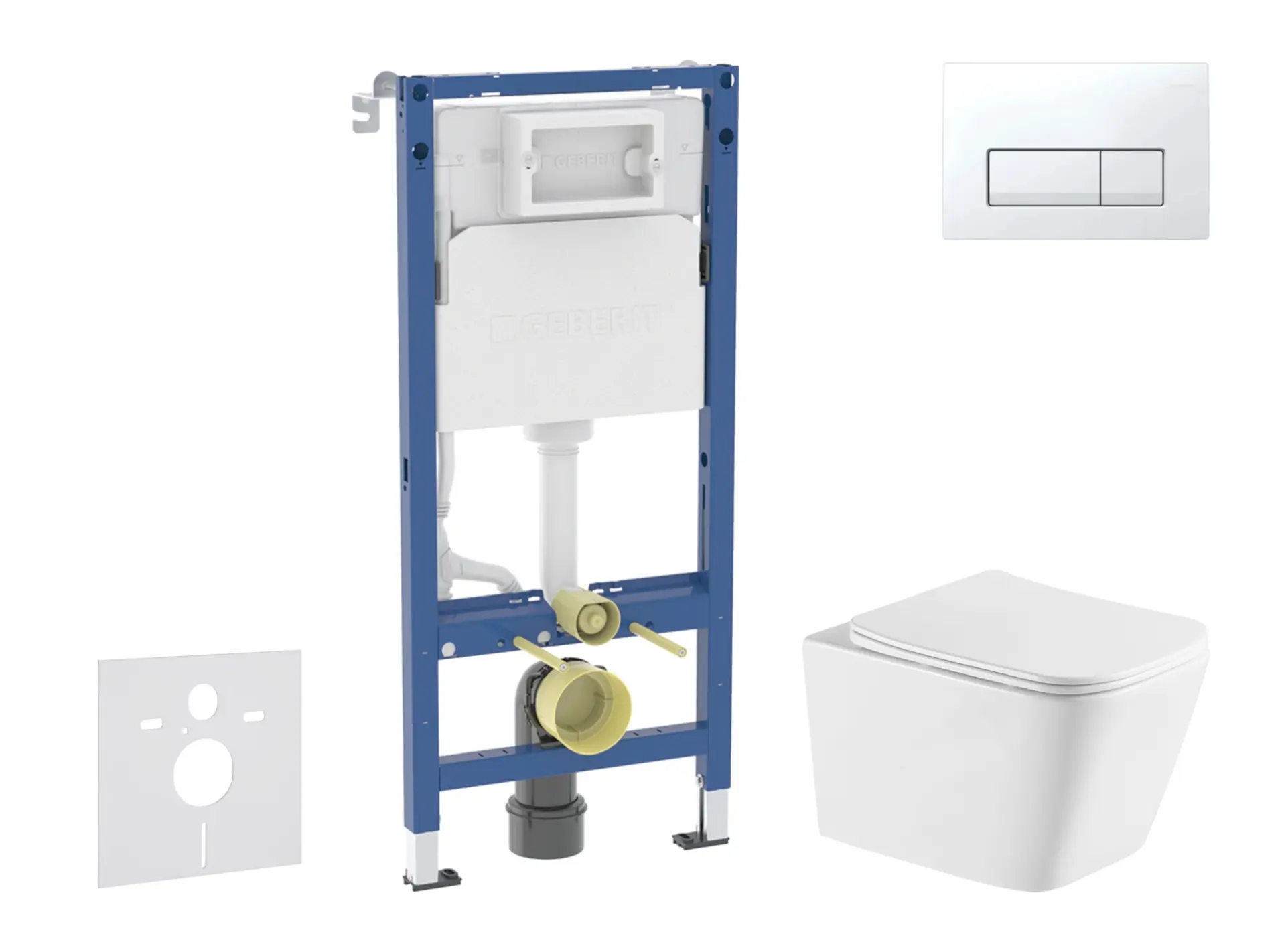 Geberit Duofix - komplekts ar priekšsienas elementu, Arkas I-WC ar Softclose sēdekli un Delta50 vadības plati, Alpu balts SANI11CA31147