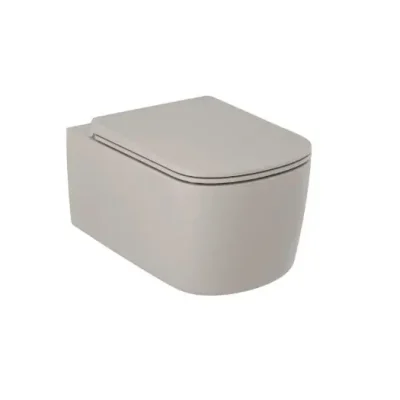 Kludi Resa S - pie sienas stiprināms WC ar SoftClose sēdekli, Rimless, Spiralflush, matēti smilšu pelēks 27WCSETO2