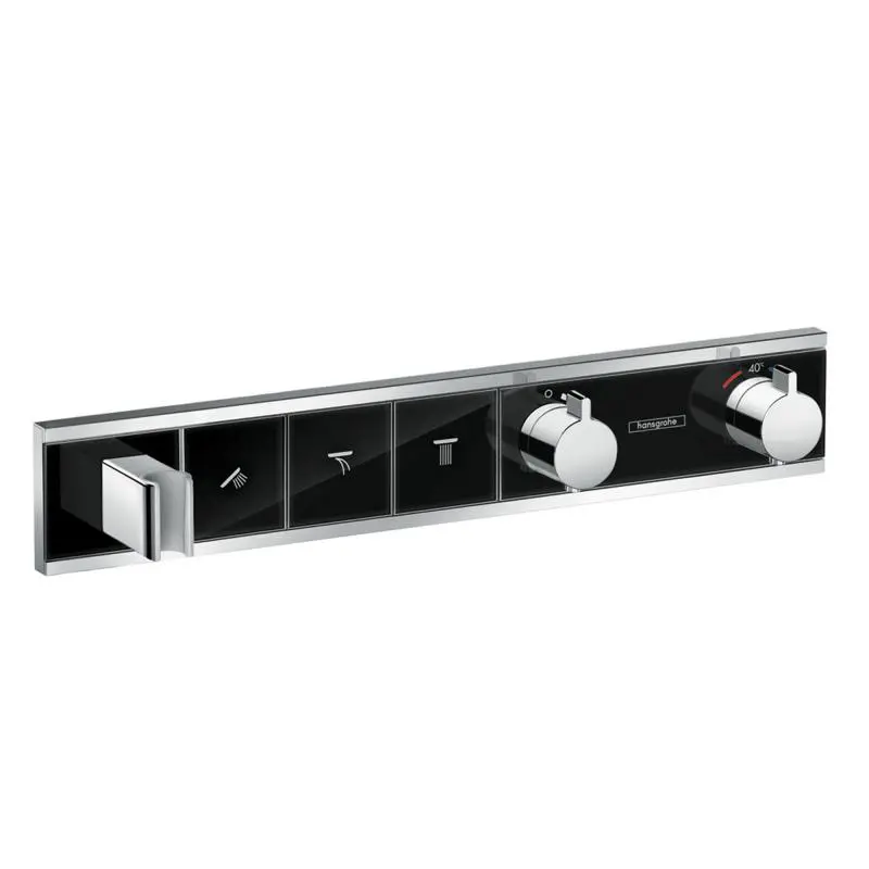 Hansgrohe RainSelect - termostata dušas maisītājs - zemapmetuma 3 patērētājiem, melns / hromēts 15356600