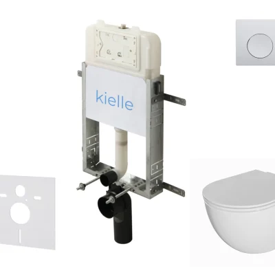 kielle Genesis New - komplekts priekšsienas montāžai, WC Oudee, Rimless, Softclose sēdeklis un vadības plate Gemini New I, augsti spīdīgs hroms 30528SZ02