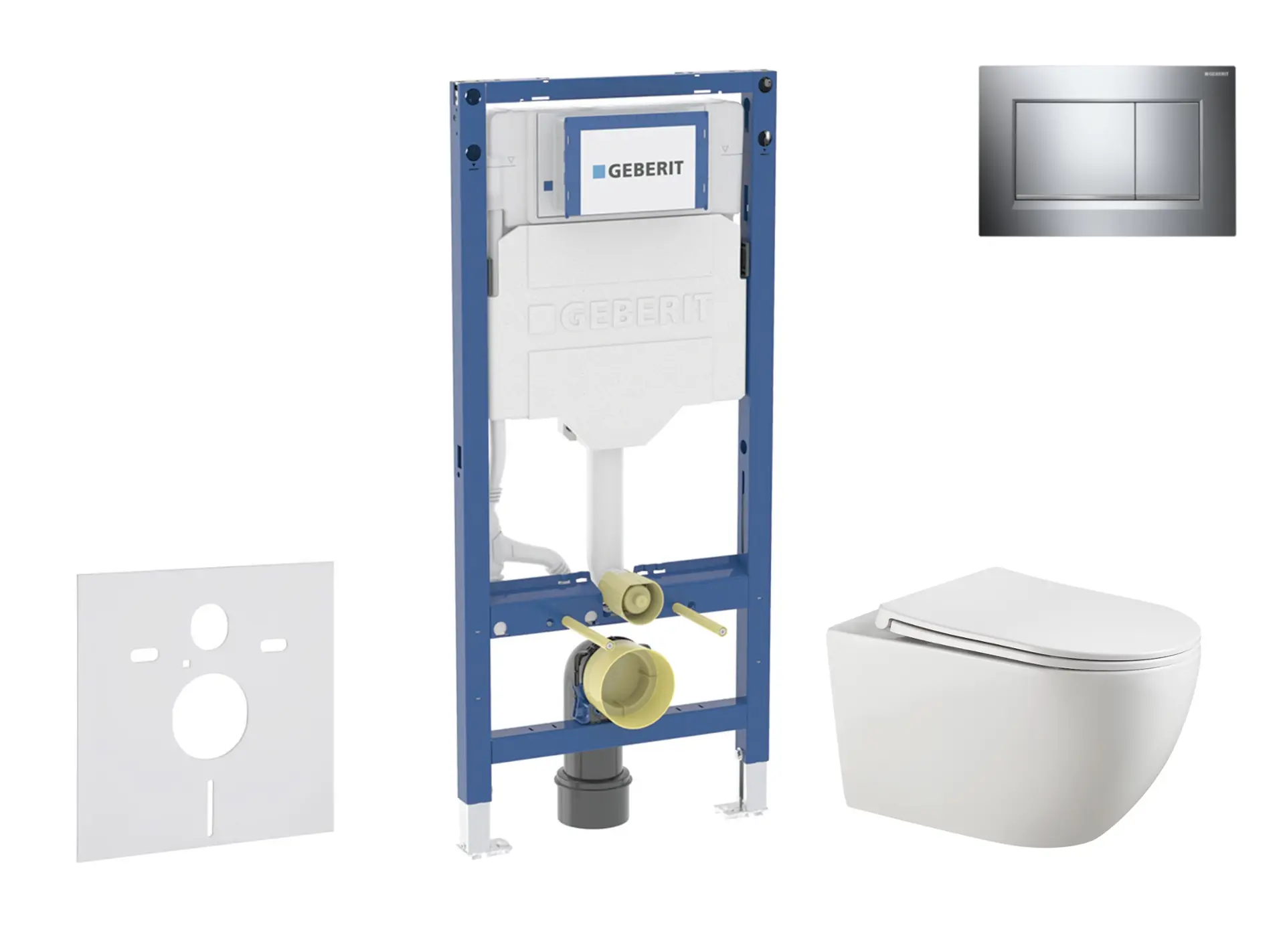 Geberit Duofix - komplekts ar priekšsienas elementu, Gaia-WC ar Softclose sēdekli un Sigma20 vadības plati, hroms/hroms matēts SANI11CA1133B