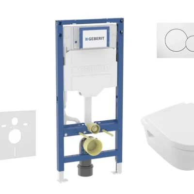 Geberit Duofix - komplekts ar priekšsienas elementu, Architectura WC ar Softclose sēdekli un Sigma01 vadības plati, Alpu balts SANI11CK3100