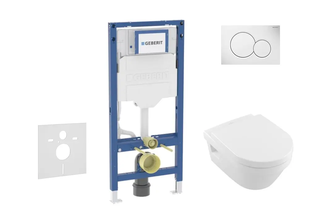 Geberit Duofix - komplekts ar priekšsienas elementu, Architectura WC ar Softclose sēdekli un Sigma01 vadības plati, Alpu balts SANI11CK3100
