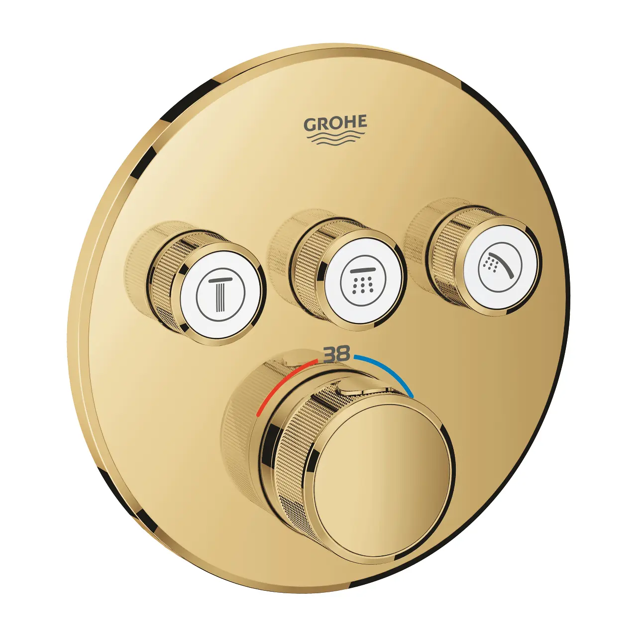 Grohe Grohtherm SmartControl - termostata dušas maisītājs, zemapmetuma montāža, ar 3 noslēgvārstiem, Cool Sunrise 29121GL0