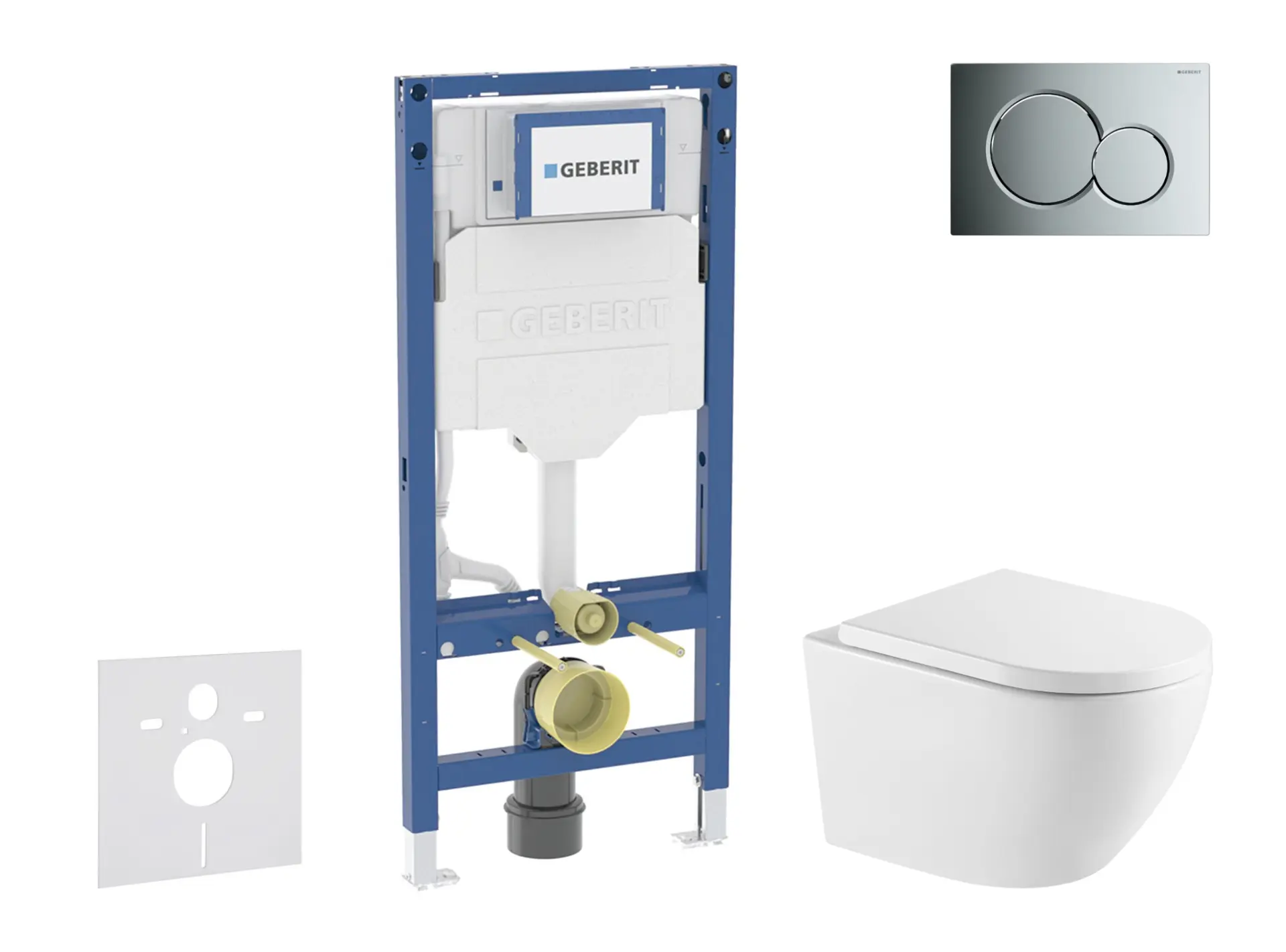 Geberit Duofix - komplekts priekšsienas elements, Oudee WC ar Softclose sēdekli un Sigma01 vadības plati, spīdīgs hroms SANI11CA1167