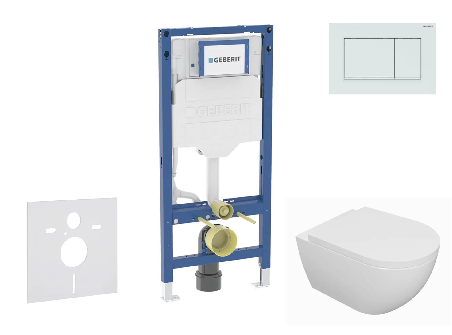 Geberit Duofix - komplekts ar priekšsienas elementu, WC Oudee ar Softclose sēdekli un Sigma20 vadības plati, balts/balts matēts SANI11CA3127B