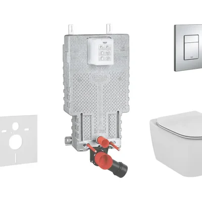 Grohe Uniset - iebūves elementu komplekts, WC un sēdeklis Ideal Standard Tesi, vadības plate Skate Cosmopolitan, hroms 38643SET-KF