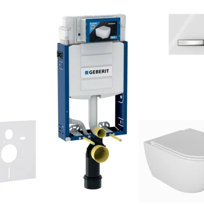 Geberit Kombifix - priekšsienas elementu komplekts, WC Oudee ar Softclose sēdekli un Sigma50 vadības plati, hroms/alpīnbalts SANI15CA3123