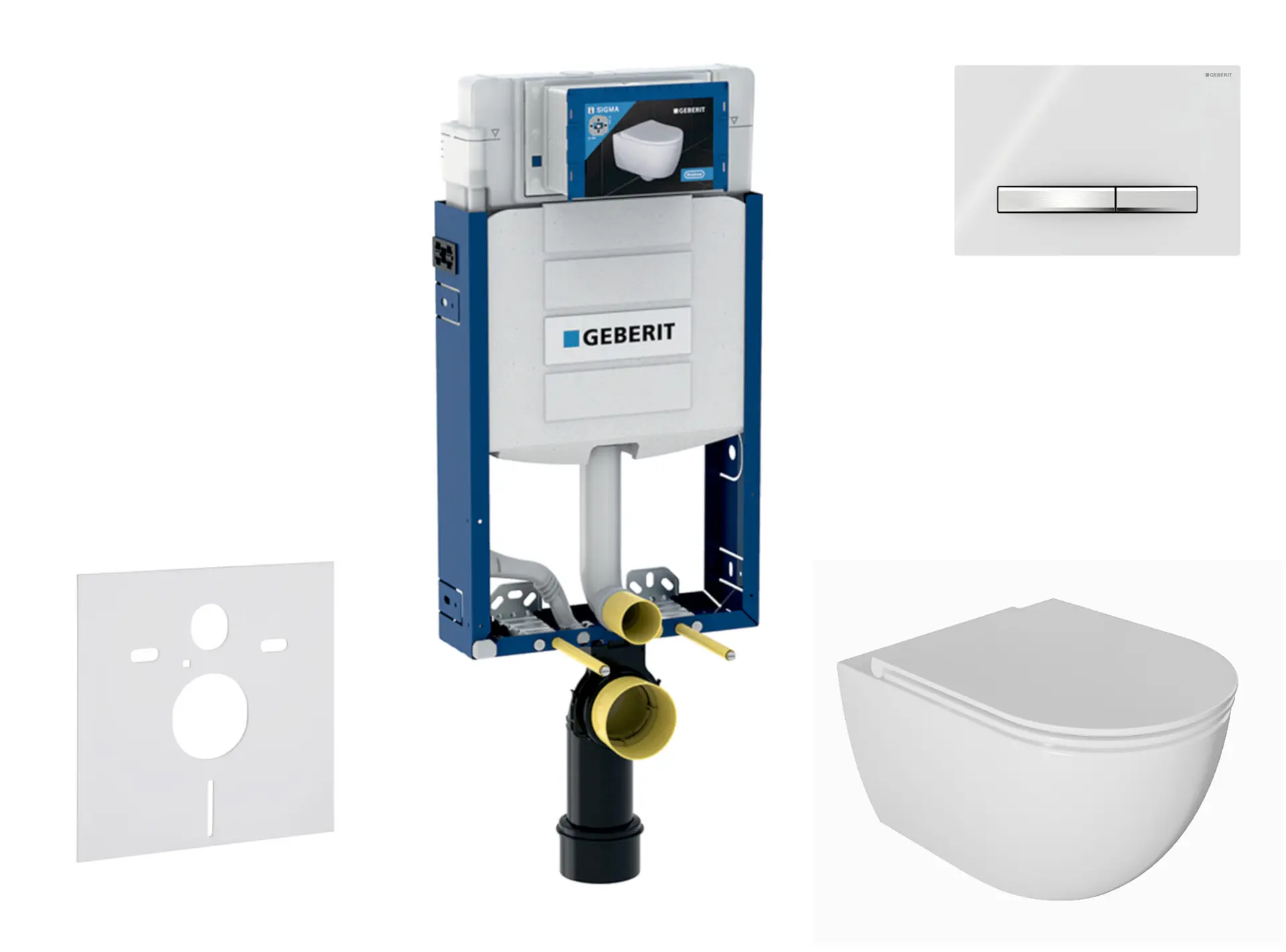 Geberit Kombifix - priekšsienas elementu komplekts, WC Oudee ar Softclose sēdekli un Sigma50 vadības plati, hroms/alpīnbalts SANI15CA3123
