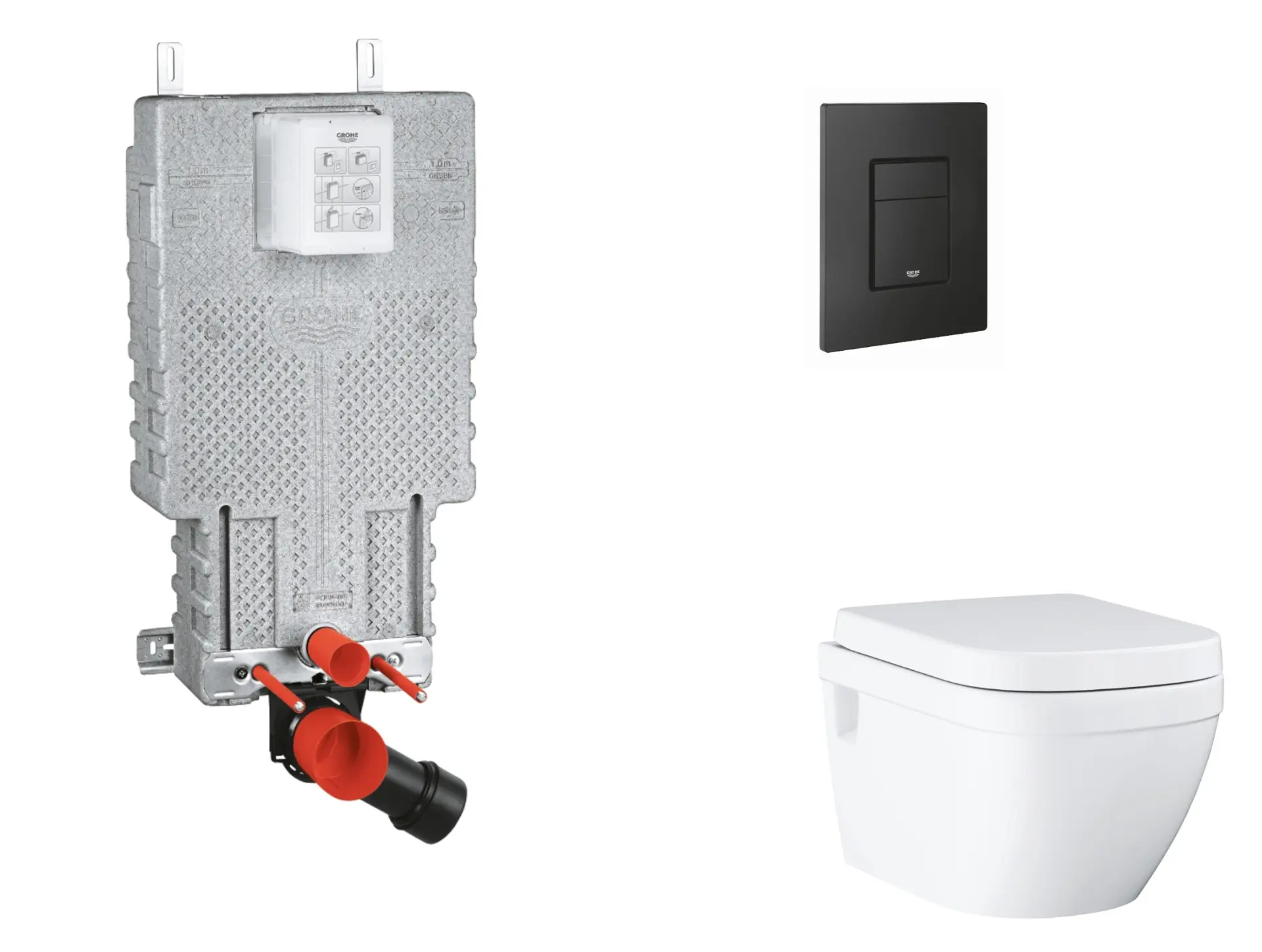Grohe Uniset - komplekts zemapmetuma elements, WC ar SoftClose sēdekli un Even vadības plati, phantom black SANI15BB5107