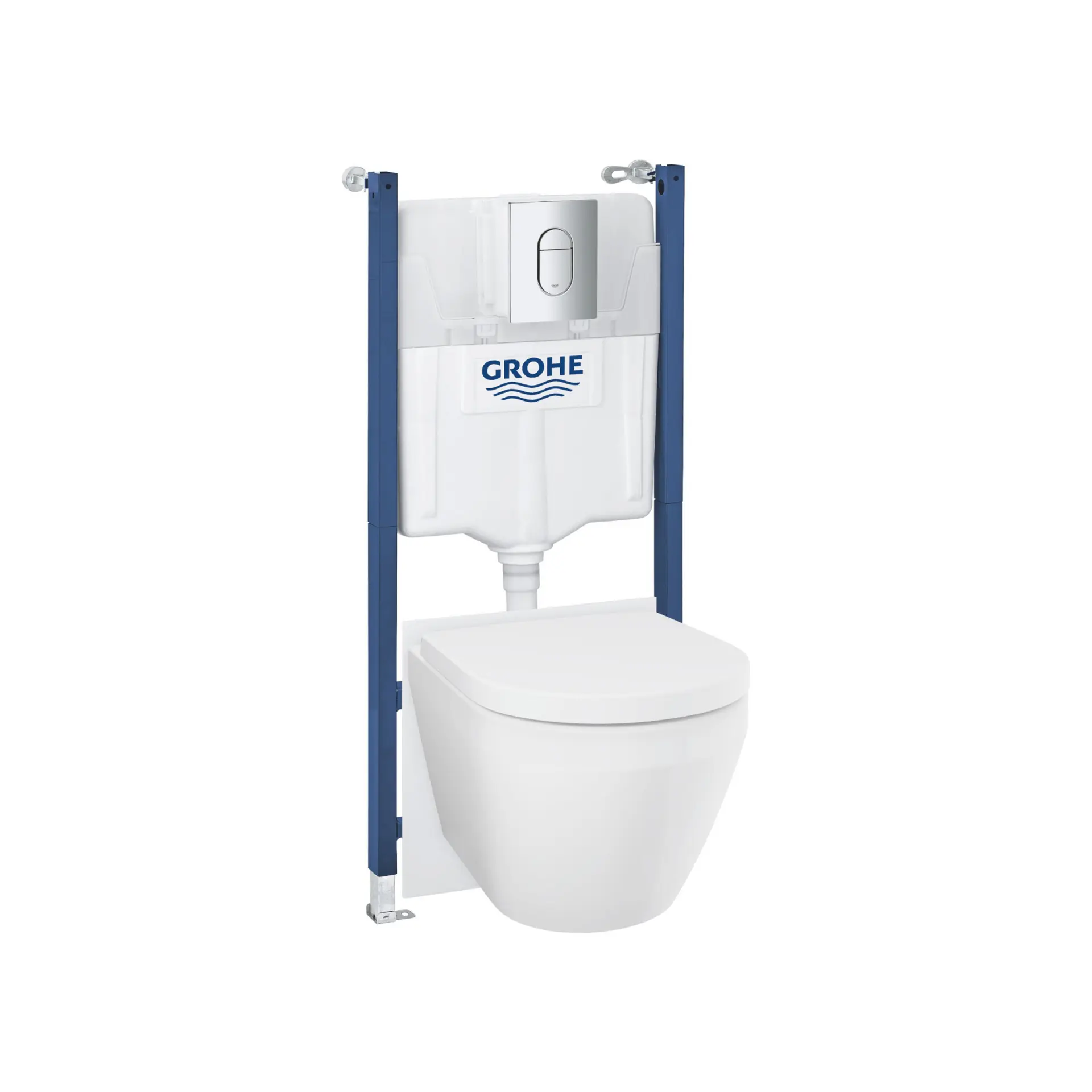 Grohe Solido - komplekts priekš sienas montāžai, Euro Ceramic WC, SoftClose sēdeklis un Arena Cosmopolitan vadības plate, Triple Vortex, hromēts 102517SH00