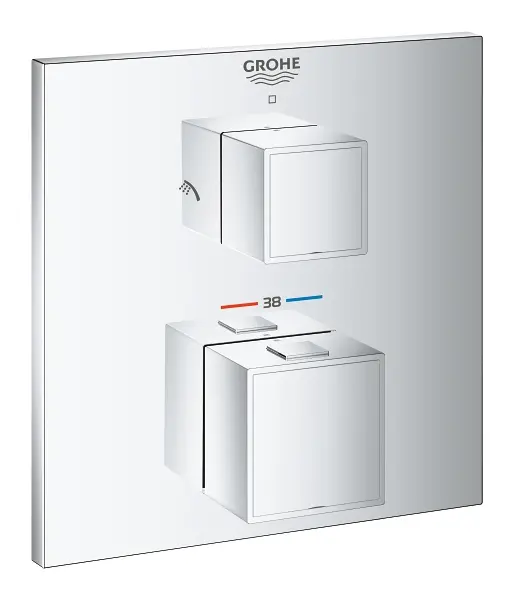 Grohe Grohtherm Cube - termostata maisītājs - zemapmetuma 2 patērētājiem, hromēts 24154000