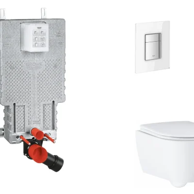 Grohe Uniset - komplekts priekšsienas elements, WC ar SoftClose sēdekli un Skate Cosmopolitan vadības plati, Moon White SANI15BB3115