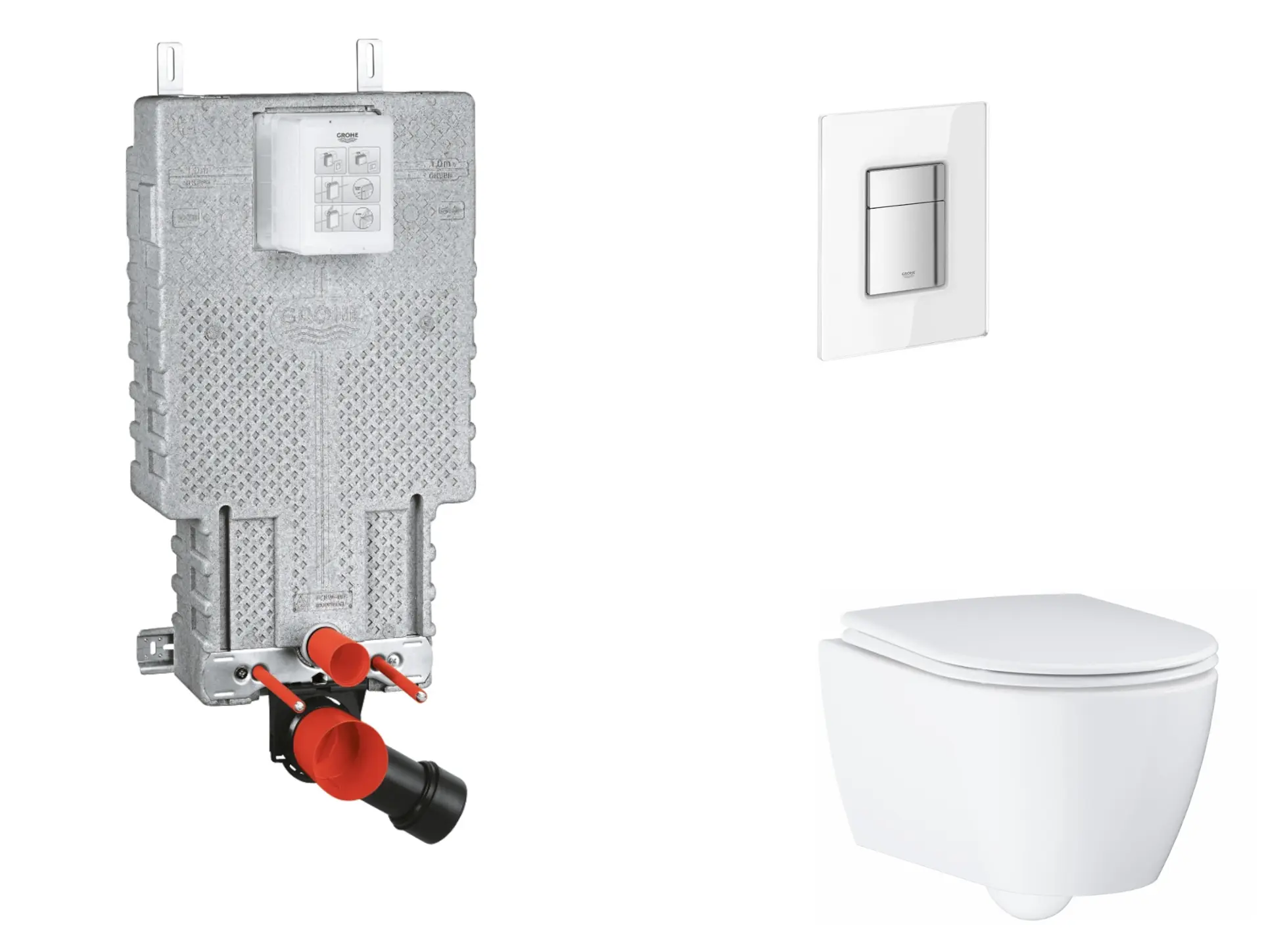 Grohe Uniset - komplekts priekšsienas elements, WC ar SoftClose sēdekli un Skate Cosmopolitan vadības plati, Moon White SANI15BB3115