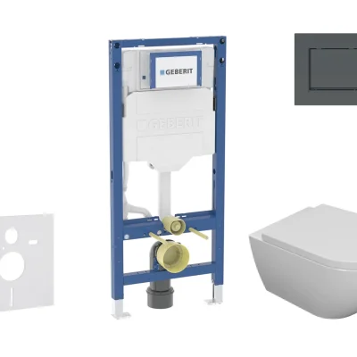 Geberit Duofix - komplekts priekšsienas elements, WC Oudee ar SoftClose sēdekli un Sigma20 vadības plati, melns matēts/melns SANI11CA5100B