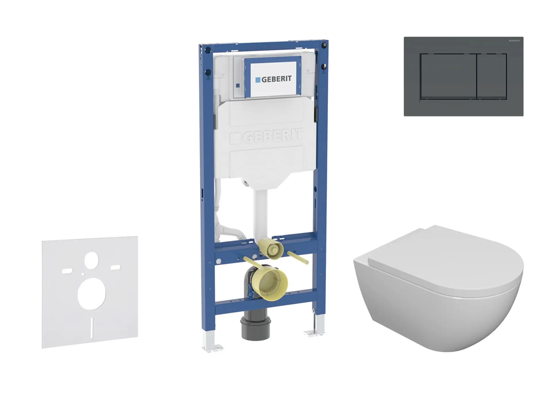 Geberit Duofix - komplekts priekšsienas elements, WC Oudee ar SoftClose sēdekli un Sigma20 vadības plati, melns matēts/melns SANI11CA5100B