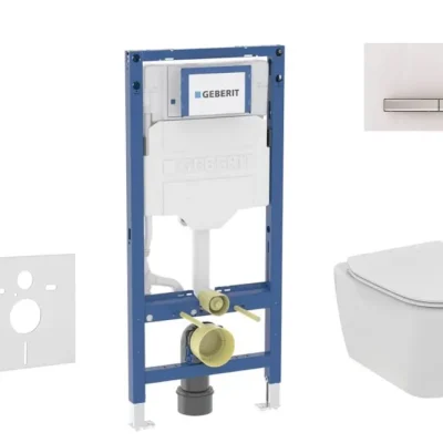 Geberit Duofix - komplekts ar priekšsienas elementu, Tesi WC ar Softclose sēdekli un Sigma50 vadības plati, Alpu balts SANI11CD3115