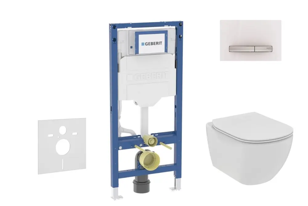 Geberit Duofix - komplekts ar priekšsienas elementu, Tesi WC ar Softclose sēdekli un Sigma50 vadības plati, Alpu balts SANI11CD3115