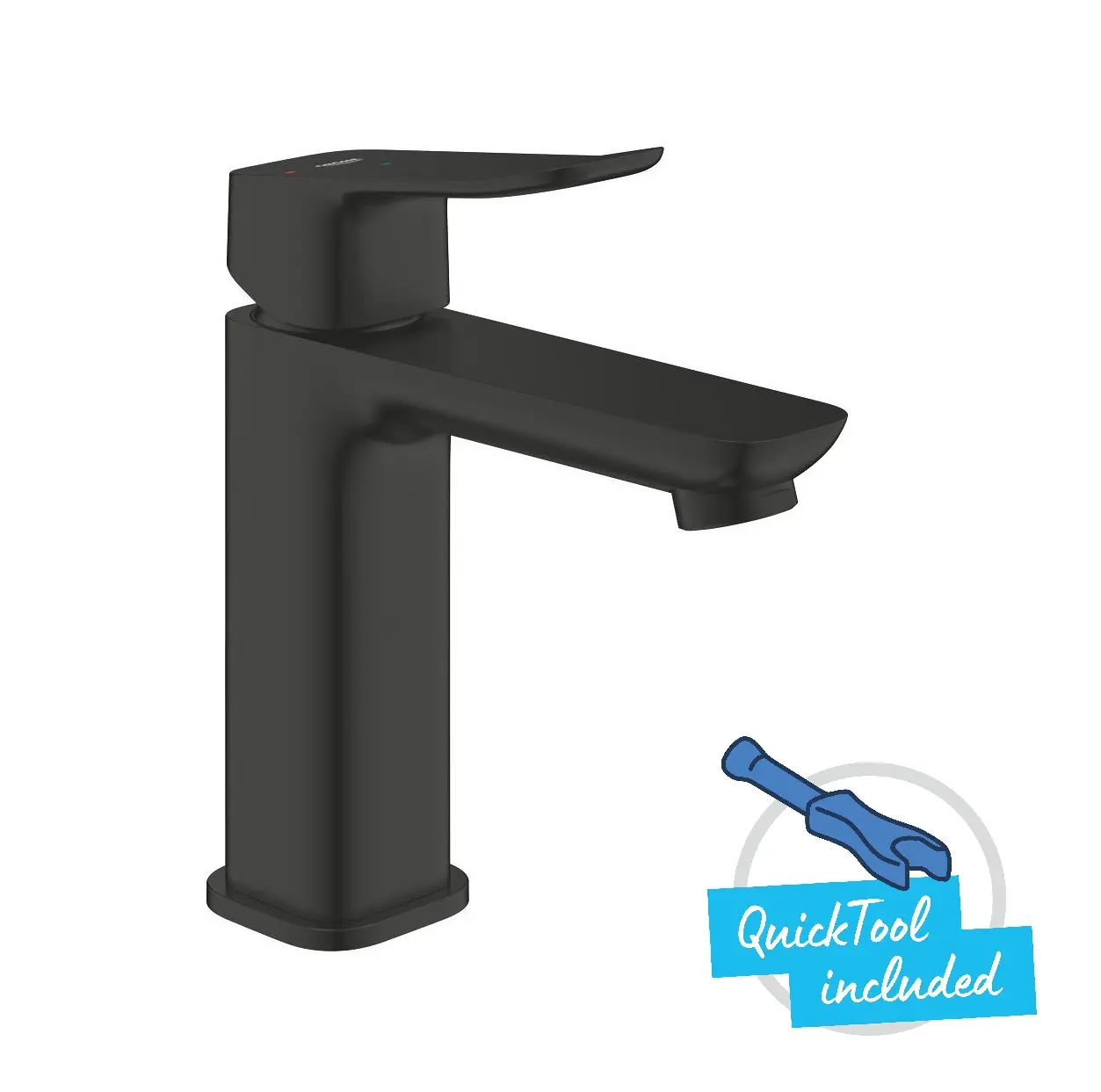 Grohe Dice - izlietnes maisītājs ar Push-Open noteces komplektu, aukstais starts, matēti melns 1018362430