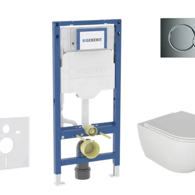 Geberit Duofix - iebūvējamā rāmja komplekts, Oudee-WC ar Softclose sēdekli un Sigma01 vadības plati, spīdīgs hroms SANI11CA1120B