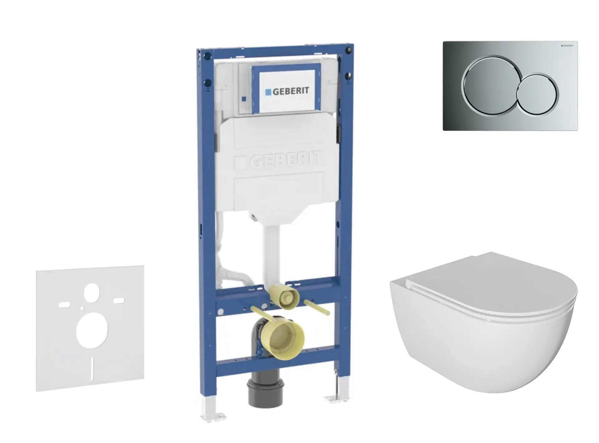 Geberit Duofix - iebūvējamā rāmja komplekts, Oudee-WC ar Softclose sēdekli un Sigma01 vadības plati, spīdīgs hroms SANI11CA1120B
