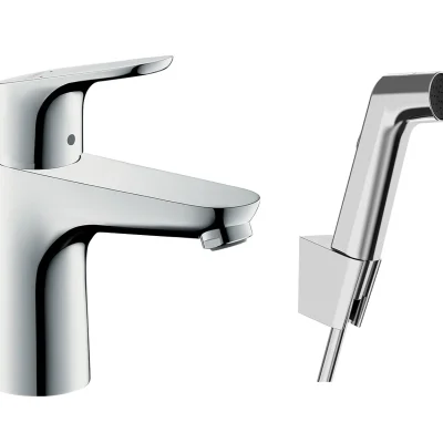 Hansgrohe Focus E2 - izlietnes maisītājs 100, ar rokas dušu Bidette, hroms 31927000