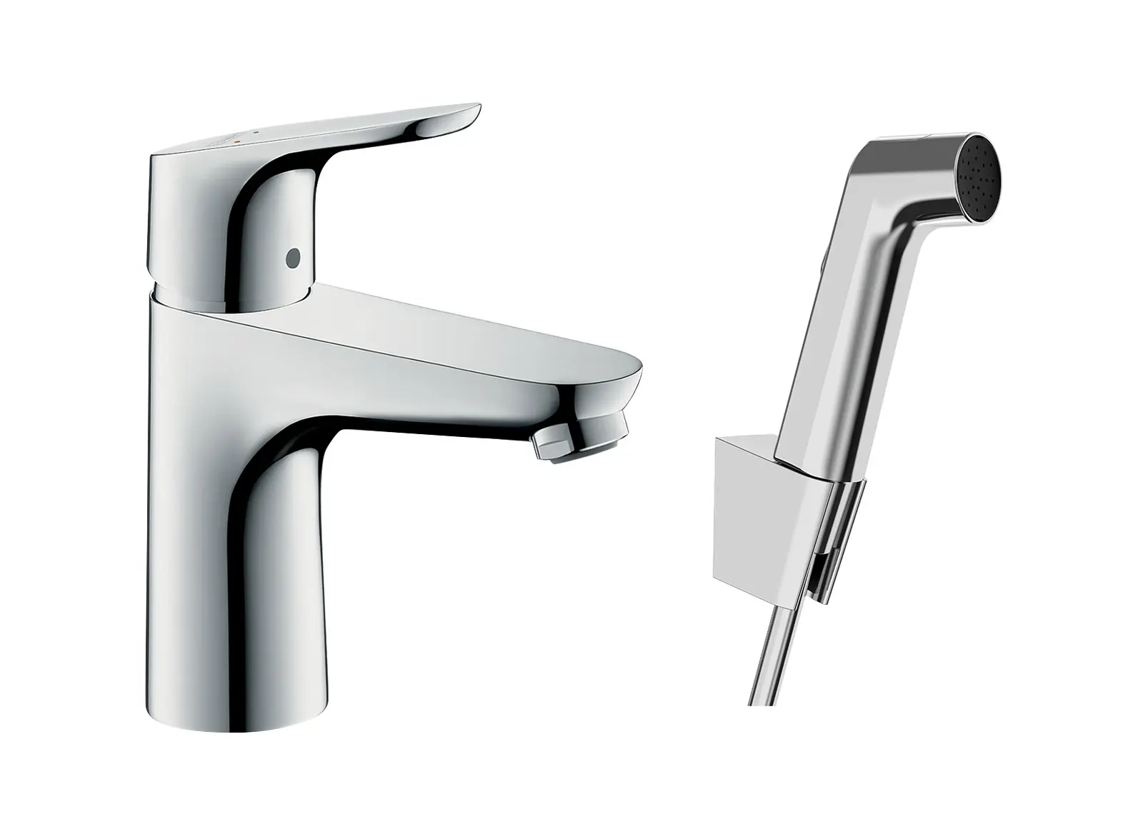 Hansgrohe Focus E2 - izlietnes maisītājs 100, ar rokas dušu Bidette, hroms 31927000