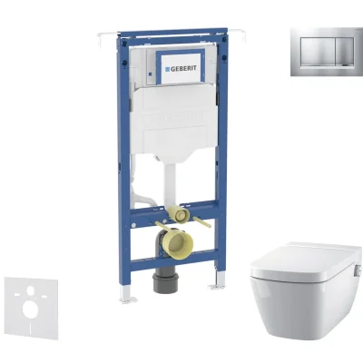 Geberit Duofix - komplekts ar priekšsienas elementu, Tece One WC un sēdekli, Sigma20 pogām, Rimless, SoftClose, hroms matēts/hroms SANI11CT2101
