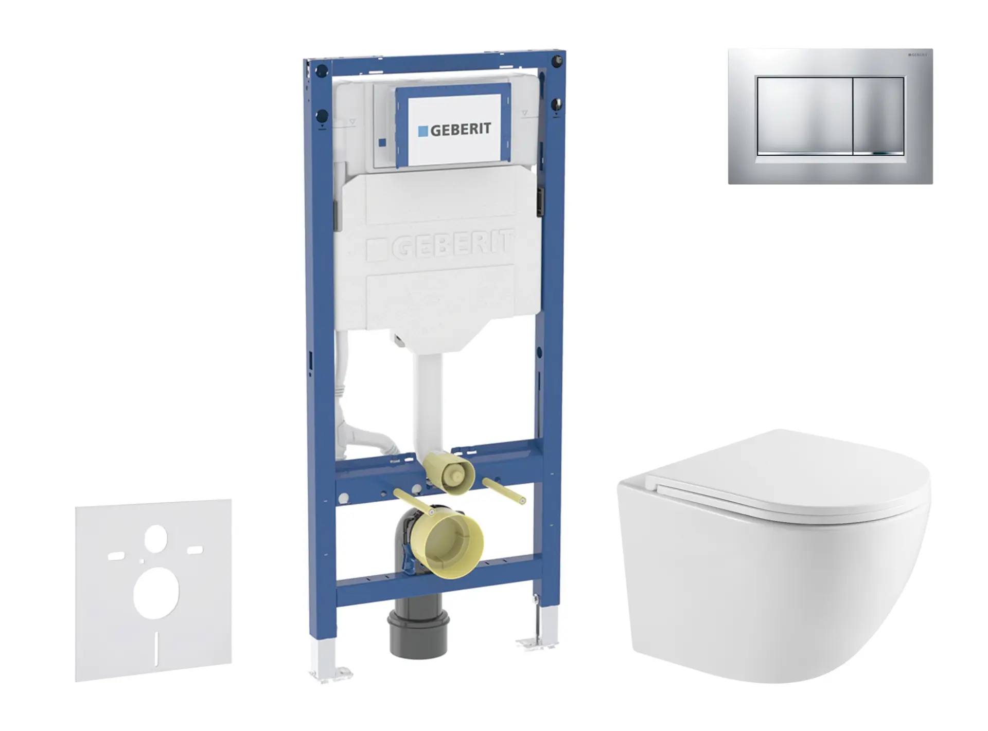 Geberit Duofix - komplekts ar priekšsienas elementu, WC Oudee un SoftClose sēdekli, vadības plati Sigma20, lakots hroms matēts/hroms SANI11CA2103