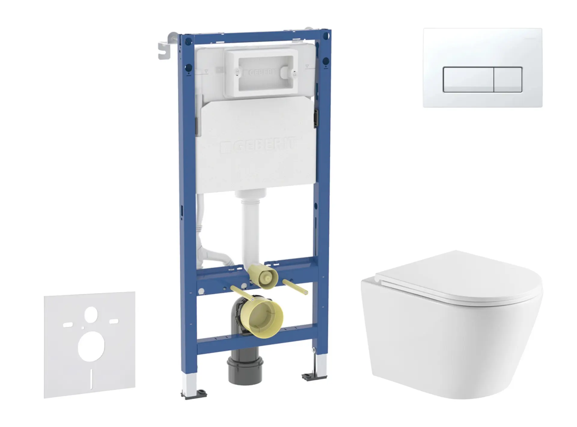 Geberit Duofix - komplekts ar priekšsienas elementu, Nefia WC ar SoftClose sēdekli un Delta50 vadības plati, Alpu balts SANI11CA31114