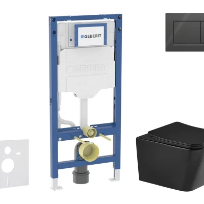 Geberit Duofix - komplekts ar priekšsienas elementu, WC Arkas I ar SoftClose sēdekli un Sigma20 vadības plati, melns spīdīgs/melns matēts SANI11CA5511