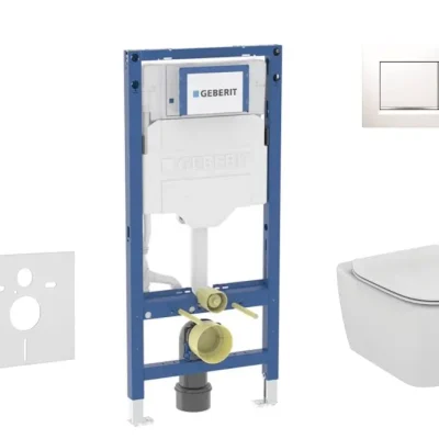 Geberit Duofix - komplekts priekšsienas elementam, Tesi WC ar sēdekli un Sigma20 vadības plati, balts/hroms SANI11CD3120