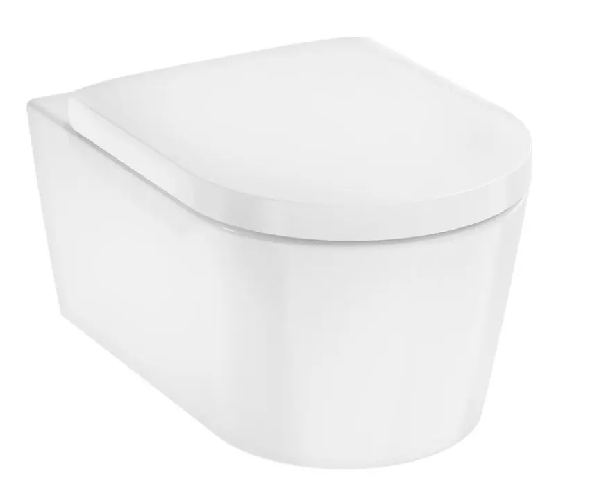Hansgrohe EluPura S - sienas WC ar SoftClose sēdekli, Rimless, AquaHelix Flush, HygieneEffect, EcoSmart, balts 62055450