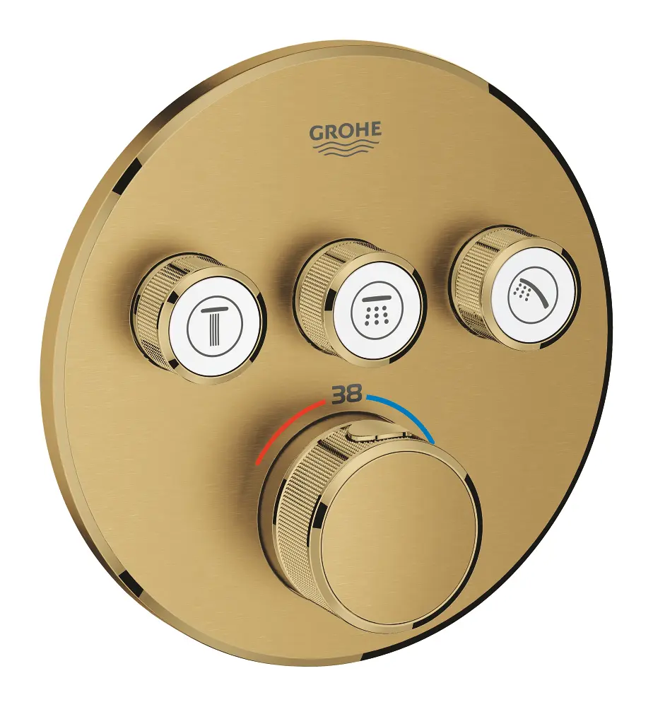 Grohe Grohtherm SmartControl - termostata dušas maisītājs, zemapmetuma montāža, ar 3 noslēgvārstiem, birstēts Cool Sunrise 29121GN0